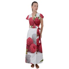 Fruit Healthy Vitamin Vegan Flutter Sleeve Maxi Dress by Ket1n9