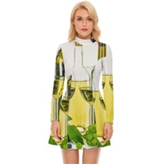 White Wine Red Wine The Bottle Long Sleeve Velour Longline Dress by Ket1n9