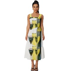 White Wine Red Wine The Bottle Square Neckline Tiered Midi Dress by Ket1n9