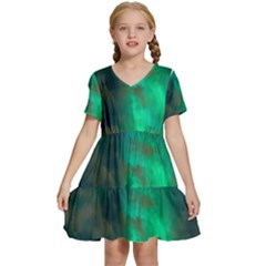 Northern-lights-plasma-sky Kids  Short Sleeve Tiered Mini Dress by Ket1n9