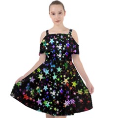 Christmas Star Gloss Lights Light Cut Out Shoulders Chiffon Dress by Ket1n9