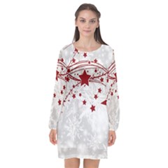 Christmas Star Snowflake Long Sleeve Chiffon Shift Dress  by Ket1n9