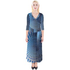 Data Computer Internet Online Quarter Sleeve Wrap Maxi Dress by Ket1n9