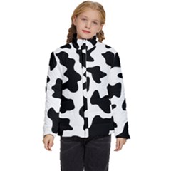 Animal Print Black And White Black Kids  Puffer Bubble Jacket Coat by Ket1n9