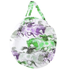 Horse Horses Animal World Green Giant Round Zipper Tote by Ket1n9