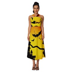 Halloween Night Terrors Sleeveless Cross Front Cocktail Midi Chiffon Dress by Ket1n9