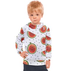 Seamless Background Pattern-with-watermelon Slices Kids  Hooded Pullover by Ket1n9