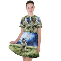 Astronaut Short Sleeve Shoulder Cut Out Dress  by Ket1n9