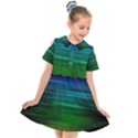 Blue And Green Lines Kids  Short Sleeve Shirt Dress View1