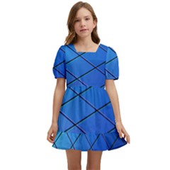 Blue Pattern Plain Cartoon Kids  Short Sleeve Dolly Dress by Ket1n9