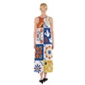 Mexican Talavera Pattern Ceramic Tiles With Flower Leaves Bird Ornaments Traditional Majolica Style Sleeveless Maxi Dress View2