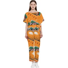 Seamless Pattern With Taco Batwing Lightweight Chiffon Jumpsuit by Ket1n9