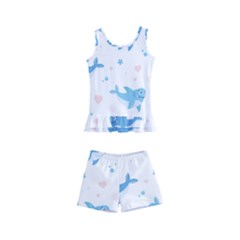 Seamless Pattern With Cute Sharks Hearts Kids  Boyleg Swimsuit by Ket1n9