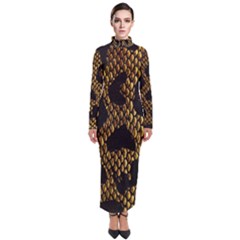 Metallic Snake Skin Pattern Turtleneck Maxi Dress by Ket1n9