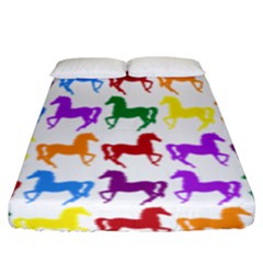 Colorful Horse Background Wallpaper Fitted Sheet (king Size) by Hannah976