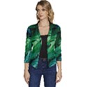 Tropical Green Leaves Background Women s Casual 3/4 Sleeve Spring Jacket View1