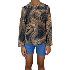 Fantasy Dragon Pentagram Kids  Long Sleeve Swimwear by Maspions