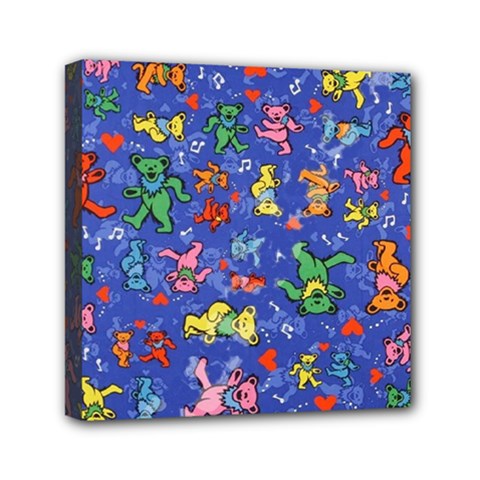 Grateful Dead Bears Pattern Mini Canvas 6  X 6  (stretched) by Cendanart