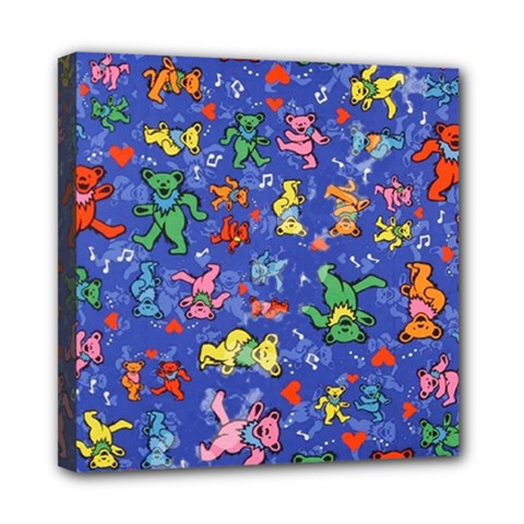 Grateful Dead Bears Pattern Mini Canvas 8  X 8  (stretched) by Cendanart