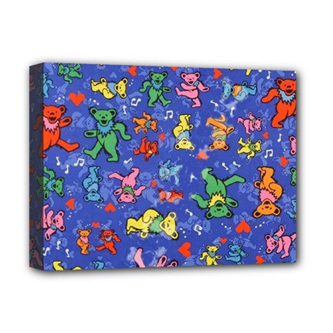 Grateful Dead Bears Pattern Deluxe Canvas 16  X 12  (stretched)  by Cendanart