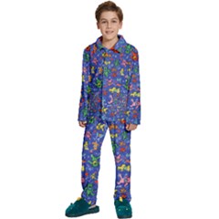 Grateful Dead Bears Pattern Kids  Long Sleeve Velvet Pajamas Set by Cendanart