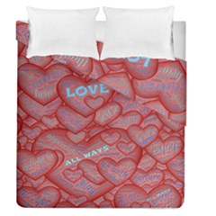 Love Hearts Valentine Red Symbol Duvet Cover Double Side (queen Size) by Paksenen