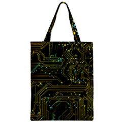 Circuits Circuit Board Yelow Zipper Classic Tote Bag by Ndabl3x