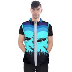 Ufo Alien Night Sky Night Men s Puffer Vest by Cendanart