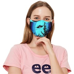 Ufo Alien Night Sky Night Fitted Cloth Face Mask (adult) by Cendanart