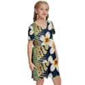 Seamless Pattern With Tropical Strelitzia Flowers Leaves Exotic Background Kids  Short Sleeve Tiered Mini Dress View3