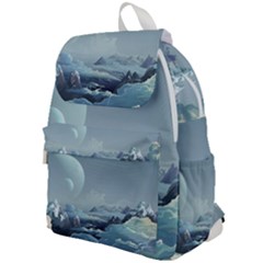 Mountain Covered Snow Mountains Clouds Fantasy Art Top Flap Backpack by Cendanart