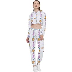 Doodles Border Letter Ornament Cropped Zip Up Lounge Set by Bedest