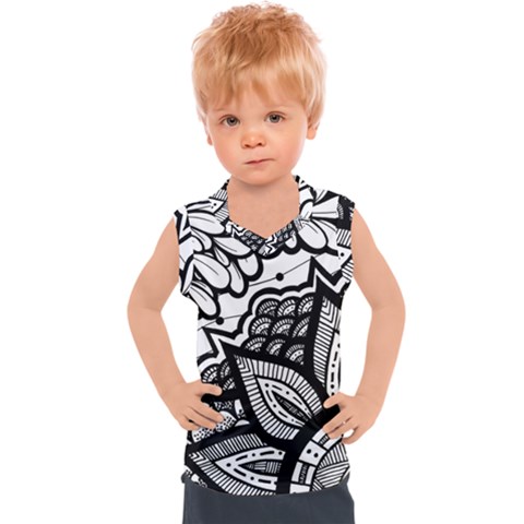 Flower Mandala Pattern Doodle Kids  Sport Tank Top by Bedest