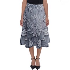 Flower Ornament Graphic Ornate Perfect Length Midi Skirt by Bedest