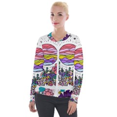 Rainbow Fun Cute Minimal Doodles Velvet Zip Up Jacket by Bedest