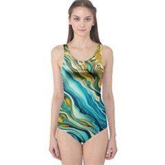 Painting Liquid Water One Piece Swimsuit by Grandong