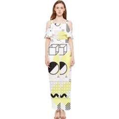 Graphic Design Geometric Background Draped Sleeveless Chiffon Jumpsuit by Bedest