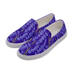 Indigo Lavender Floral Flower Print Womens Slip Ons by CoolDesigns