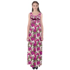 Roses Magenta Skull Empire Waist Maxi Dress by CoolDesigns