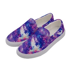 Medium Purple Space Galaxy Printed Womens Canvas Slip Ons by CoolDesigns