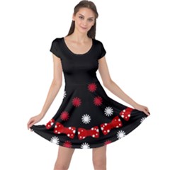 Ribbons Black & Red Cap Sleeve Dress by CoolDesigns