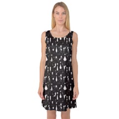 Black White Cats Pattern Sleeveless Satin Silky Nightdress by CoolDesigns