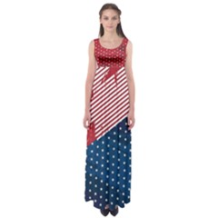 Vintage Red American Flag Print Empire Waist Maxi Dress by CoolDesigns