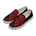 Red and Black Floral Flower Stylish Womens Slip Ons View2