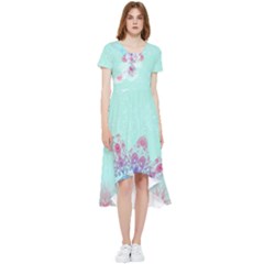 Beautiful Light Blue Heart Aztec High Low Boho Dress by CoolDesigns