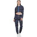 Black & Dark Blue Camouflage Pattern Cropped Zip Up Lounge Set View1