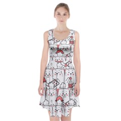 Cute Cat Chef Cooking Seamless Pattern Cartoon Racerback Midi Dress by Bedest