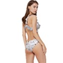 Cute Cats Seamless Pattern Low Cut Ruffle Edge Bikini Set View3