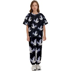 Crane Pattern Bird Animal Kids  T-shirt And Pants Sports Set by Bedest