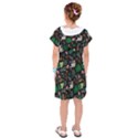 Floral Pattern With Plants Sloth Flowers Black Backdrop Kids  Drop Waist Dress View2